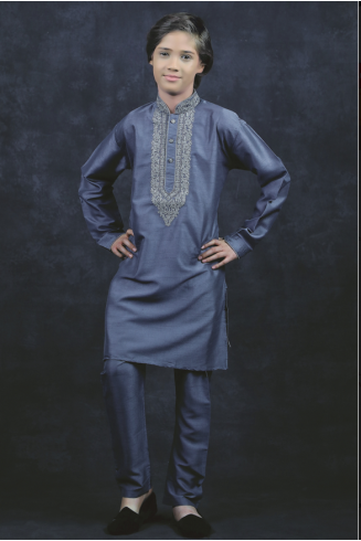 GREY CHILDREN READYMADE BOYS EID KURTA SHALWAR