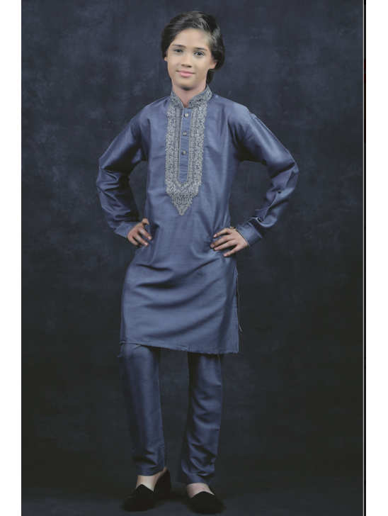 GREY CHILDREN READYMADE BOYS EID KURTA SHALWAR