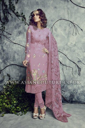 Hot Pink Indian Pakistani Georgette Churidar Party Wear Suit 