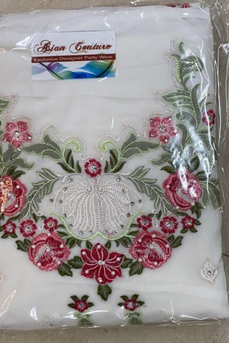 Brilliant White Pakistani Designer Embroidered Salwar Suit