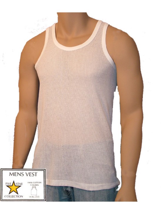 MENS AIRTEX MESH VESTS 5 STAR WHITE MENS AIRTEX MESH VESTS 5 STAR WHITE
