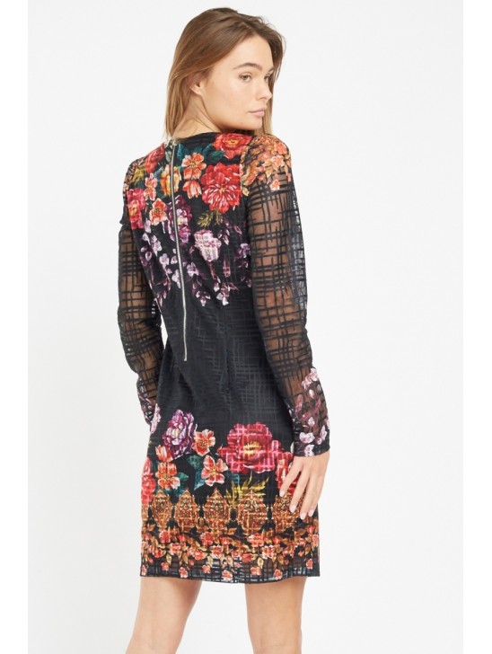 Black Floral Mesh Shift Dress Black Floral Mesh Shift Dress