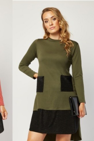 Lux Full Sleeve Viscose Trim Contrast Shift Dress 