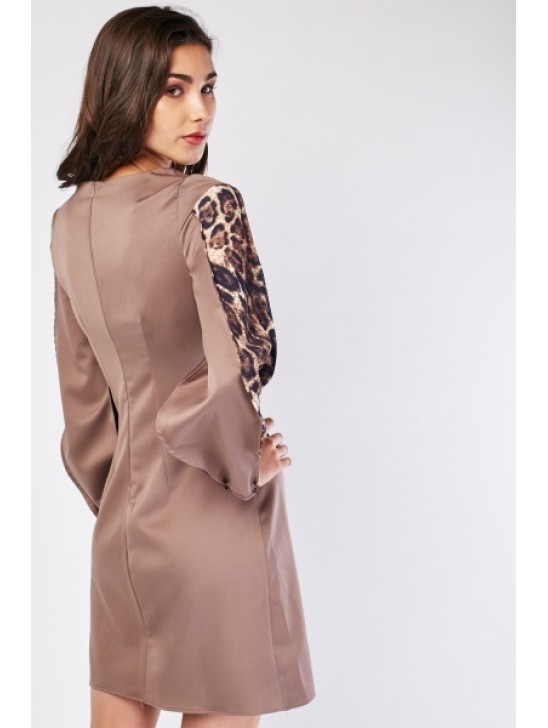 LEOPARD PRINT SLEEVE READYMADE SHIFT DRESS LEOPARD PRINT SLEEVE READYMADE SHIFT DRESS