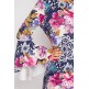 PURPLE BELL SLEEVE PRINTED MINI DRESS PURPLE BELL SLEEVE PRINTED MINI DRESS