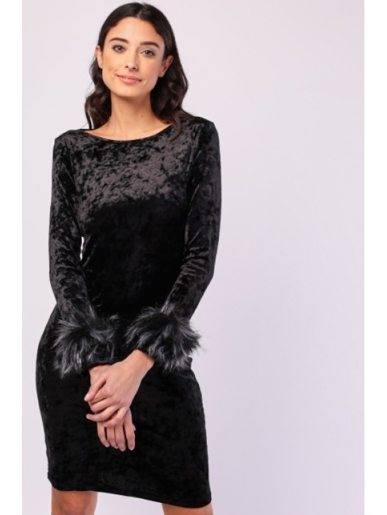 Black Velveteen Readymade Party Dress Black Velveteen Readymade Party Dress
