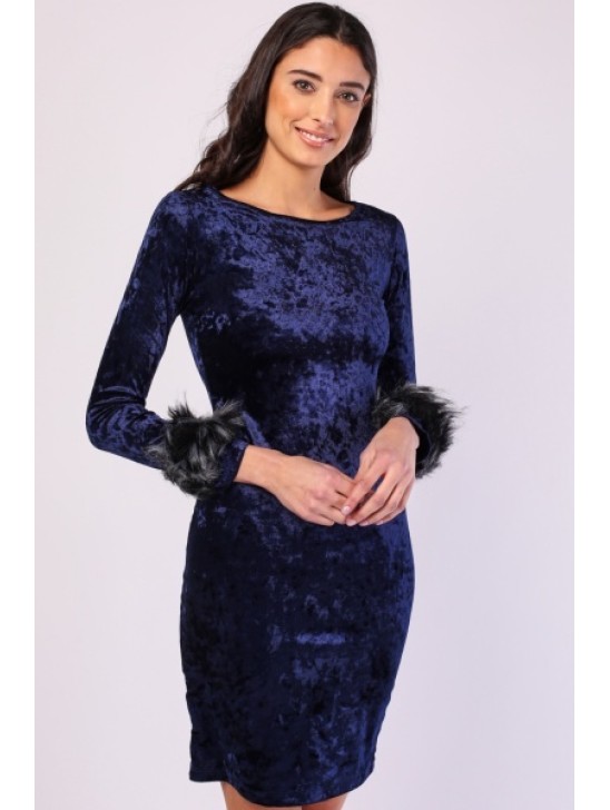 Classic Navy Blue Designer Velvet Dress Classic Navy Blue Designer Velvet Dress