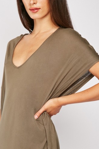 BROWN LOOSE JERSEY KAFTAN DRESS