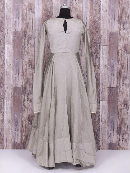 SILK GREY AND PINK DESIGNER PARTY WEAR INDIAN ANARKALI SUIT SILK GREY AND PINK DESIGNER PARTY WEAR INDIAN ANARKALI SUIT