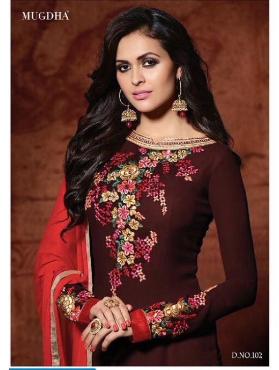 DARK MAROON 102 MUGDHA DESIGNER STRAIGHT SALWAR KAMEEZ DARK MAROON 102 MUGDHA DESIGNER STRAIGHT SALWAR KAMEEZ