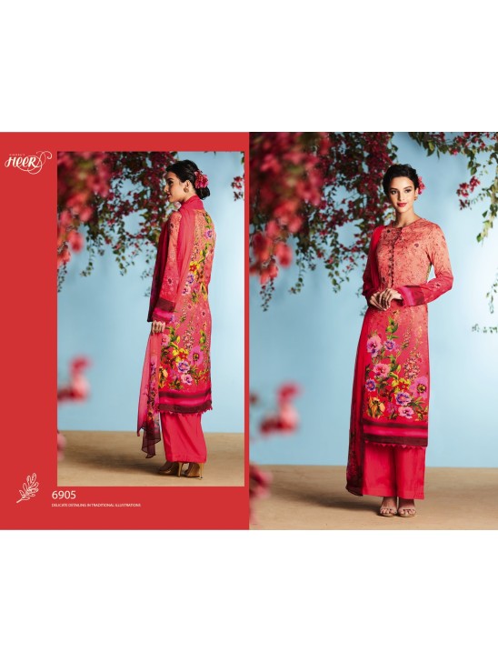 6905 RED KIMORA HEER DIGITAL PRINTED PARTY WEAR SALWAR SUIT