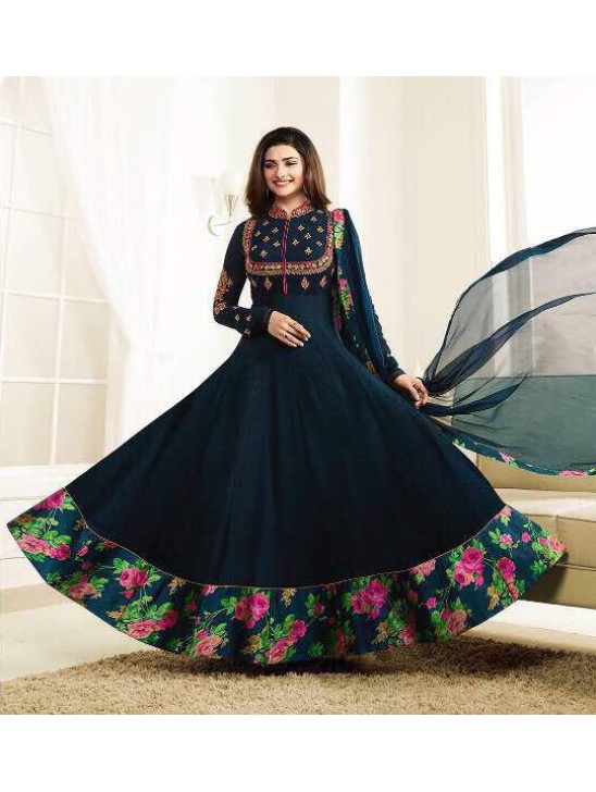 Galaxy Blue Indian Anarkali Dress Hot Fancy Party Suit Galaxy Blue Indian Anarkali Dress Hot Fancy Party Suit