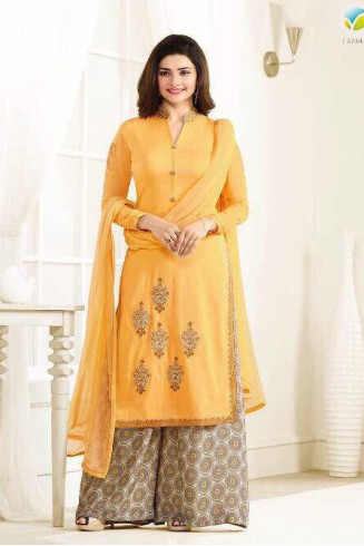 Yellow Indian Palazzo Suit Designer Party Dress