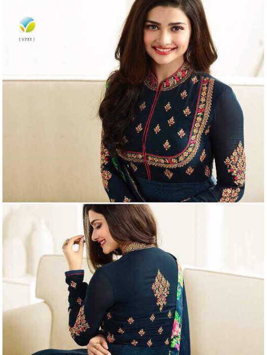 Galaxy Blue Indian Anarkali Dress Hot Fancy Party Suit Galaxy Blue Indian Anarkali Dress Hot Fancy Party Suit