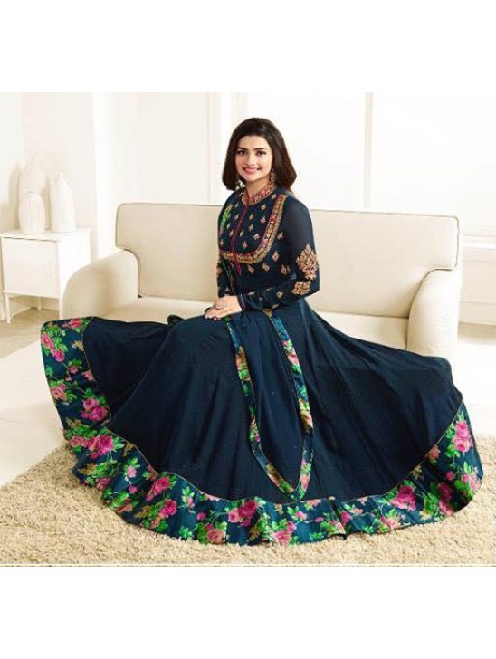 Galaxy Blue Indian Anarkali Dress Hot Fancy Party Suit Galaxy Blue Indian Anarkali Dress Hot Fancy Party Suit