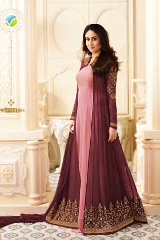 Maroon Jacket Style Anarkali Suit Indian Wedding Dress