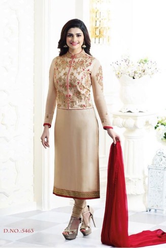 Cream Indian Jacket Salwar Suit Fancy Wedding Dress