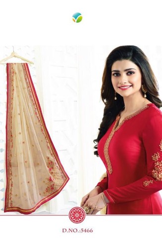 RED KASEESH MAHARANI STRAIGHT CUT PRACHI SUIT 