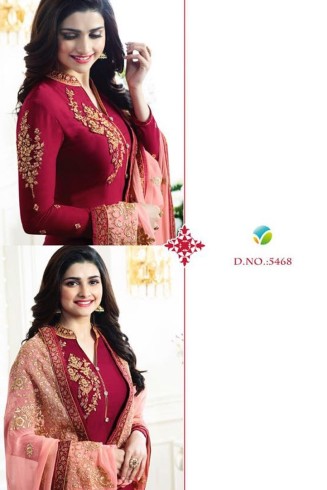 MAROON KASEESH MAHARANI STRAIGHT CUT PRACHI SUIT 