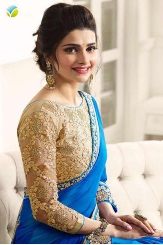 Blue Designer Saree With Heavy Embridered Blouse