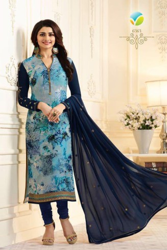 Blue Printed Salwar Kameez Summer Pakistani Suit