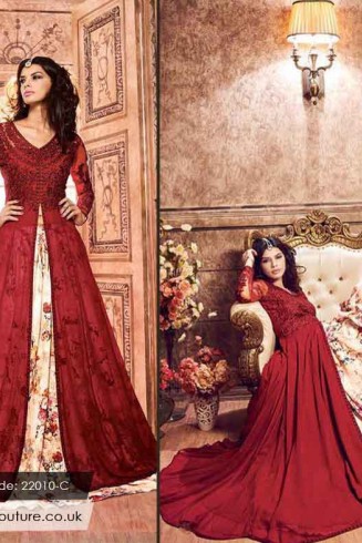 MAROON INDIAN FASHIONABLE BRIDESMAID DRESS