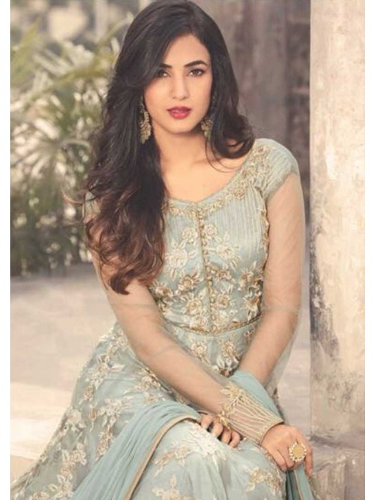 Mint Heavy Embroidered Gown Fancy Anarkali Dress Mint Heavy Embroidered Gown Fancy Anarkali Dress