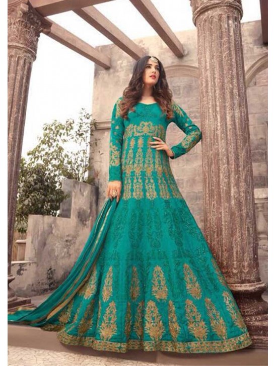 Teal Green Embroidered Anarkali Gown Pakistani Wedding Dress Teal Green Embroidered Anarkali Gown Pakistani Wedding Dress