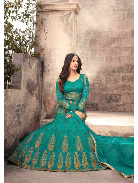 Teal Green Embroidered Anarkali Gown Pakistani Wedding Dress Teal Green Embroidered Anarkali Gown Pakistani Wedding Dress