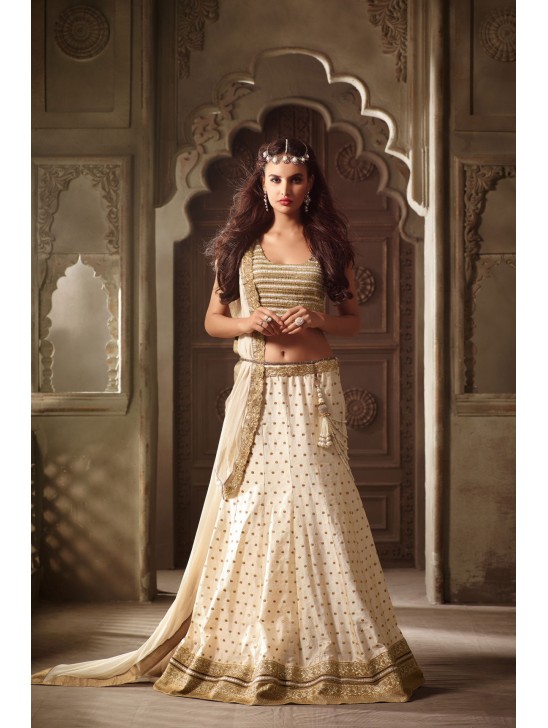Satin Lehenga Choli Beige & Magenta Indian Wedding Dress Satin Lehenga Choli Beige & Magenta Indian Wedding Dress