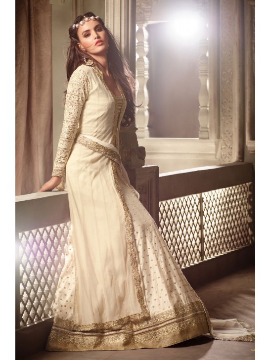 Satin Lehenga Choli Beige & Magenta Indian Wedding Dress Satin Lehenga Choli Beige & Magenta Indian Wedding Dress