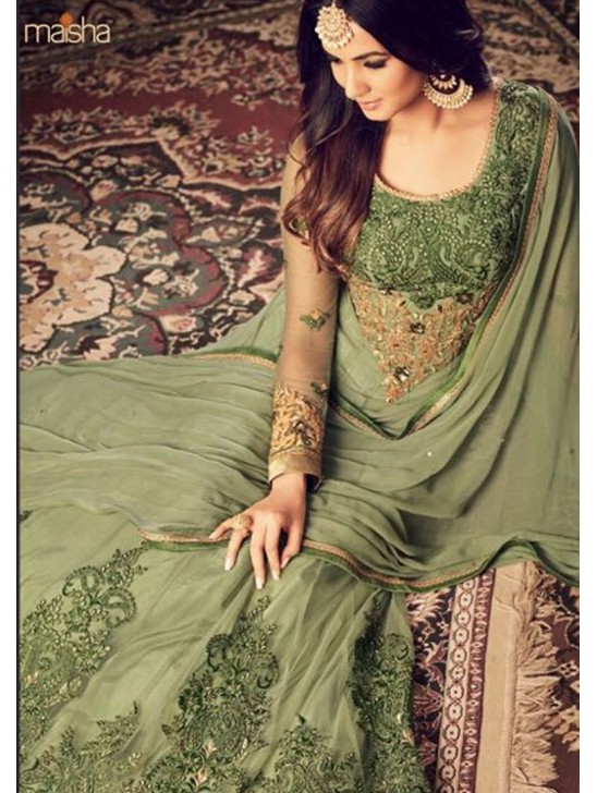 MZ4703 GREEN MAISHA AZARA BRIDAL WEDDING WEAR LEHNGA