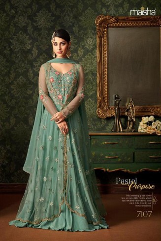 Green Indian Wedding Party Bridesmaid Designer Gown (3 weeks delivery)