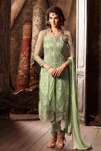 GREEN MOHINI GLAMOUR VOL 34 SEMI STITCHED DESIGNER SALWAR SUIT