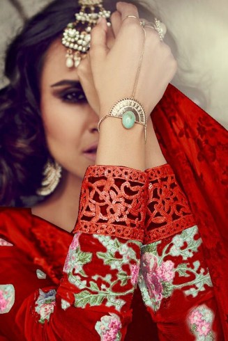D4002 RED MUMTAZ SAJAWAT SALWAR KAMEEZ