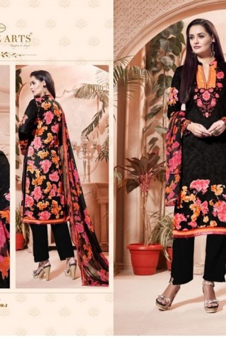 ZMA-307 BLACK CAMBRIC COTTON AND LAWN SALWAR SUIT