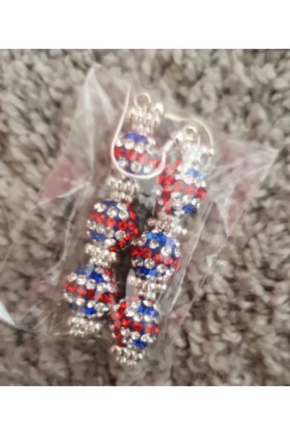UK National Flag Crystal Shamballa Earrings 