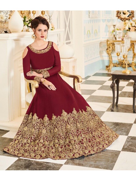MAROON INDIAN & PAKISTANI BRIDAL WEDDING WEAR ANARKALI SUIT MAROON INDIAN & PAKISTANI BRIDAL WEDDING WEAR ANARKALI SUIT