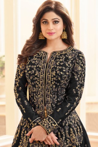 BLACK INDIAN SLIT STYLE ANARKALI DRESS