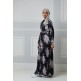 Black Open Abaya Floral Printed Maxi Black Open Abaya Floral Printed Maxi