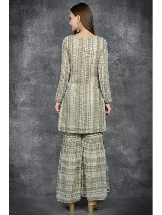 Beige Indian Ethnic Gharara Suit Beige Indian Ethnic Gharara Suit