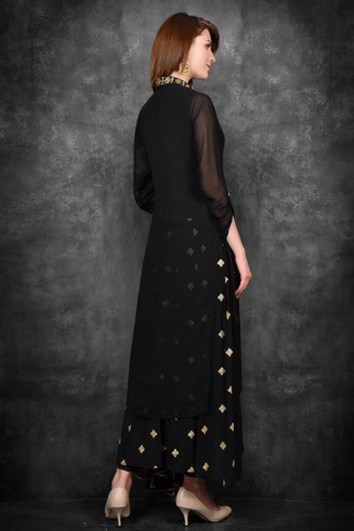 Black Ethnic Festive Style Readymade Designer Gharara Dress