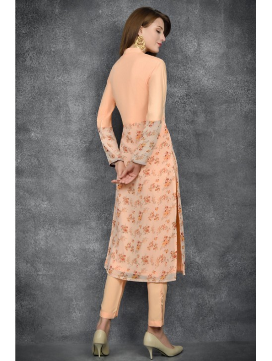 Peach Nougat Floral Printed Designer Readymade Salwar Kameez Peach Nougat Floral Printed Designer Readymade Salwar Kameez
