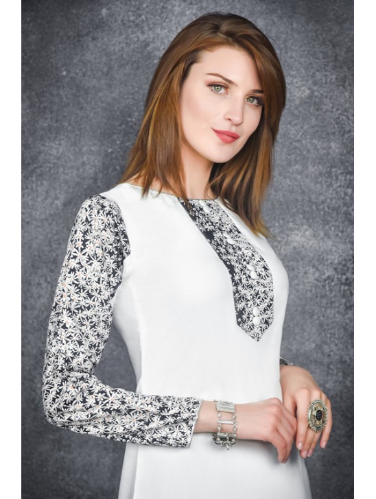 BRILLIANT WHITE & BLACK PRINTED SALWAR KAMEEZ BRILLIANT WHITE & BLACK PRINTED SALWAR KAMEEZ
