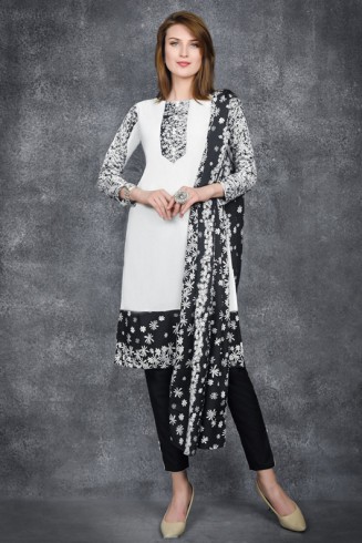 BRILLIANT WHITE & BLACK PRINTED SALWAR KAMEEZ