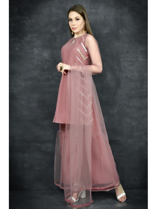 Rose Pink Designer Eid Readymade Gharara Dress Rose Pink Designer Eid Readymade Gharara Dress