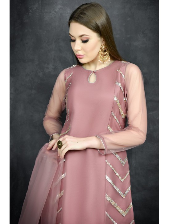 Rose Pink Designer Eid Readymade Gharara Dress Rose Pink Designer Eid Readymade Gharara Dress