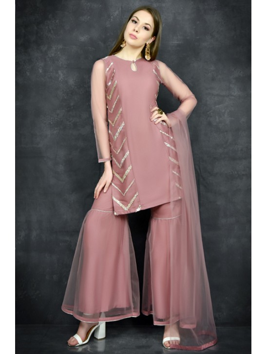 Rose Pink Designer Eid Readymade Gharara Dress Rose Pink Designer Eid Readymade Gharara Dress