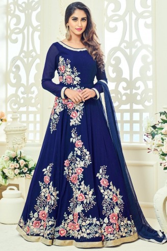 18012 BLUE ROSSELL ARIHANT FLORAL EMBROIDERED ANARKALI SUIT