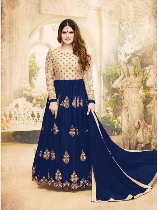 Royal Blue Wedding Party Anarkali Gown Maxi Dress